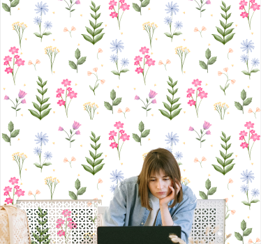 Papel tapiz flores fondo con patrón floral - TenVinilo