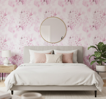 Papel tapiz flores fondo de flores rosa claro - TenVinilo