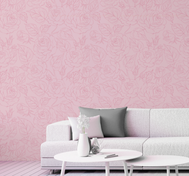 Papel tapiz flores fondo rosa - TenVinilo