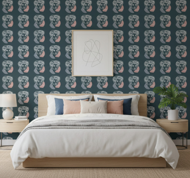 Papel tapiz flores girasol minimalista con mujer - TenVinilo