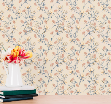 Papel tapiz flores hermoso diseño floral - TenVinilo