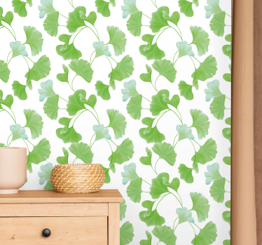 Papel tapiz flores hojas verdes exuberantes - TenVinilo