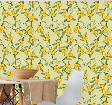 Papel tapiz flores imágenes florales cítricas - TenVinilo