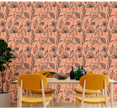 Papel tapiz flores interior con motivos florales - TenVinilo
