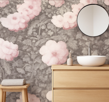Papel tapiz flores lino vintage en flor - TenVinilo