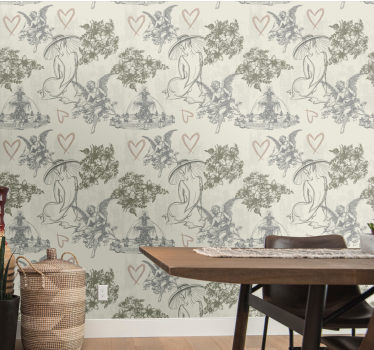 Papel tapiz flores motivo floral angelical - TenVinilo