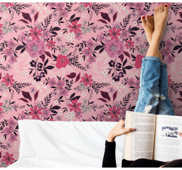 Papel tapiz flores motivo floral en flor - TenVinilo