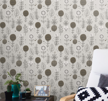 Papel tapiz flores motivos de bocetos florales - TenVinilo