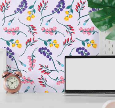 Papel tapiz flores motivos florales de vid - TenVinilo