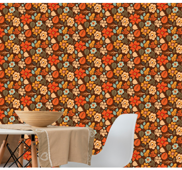 Papel tapiz flores motivos florales otoñales - TenVinilo