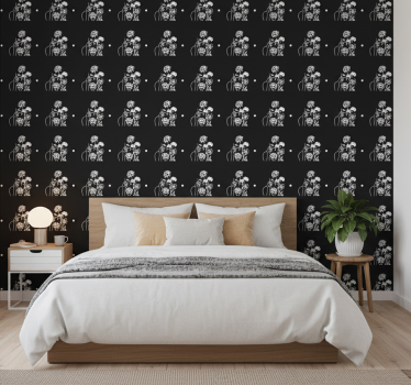 Papel tapiz flores mujer y girasoles diseño minimalista - TenVinilo