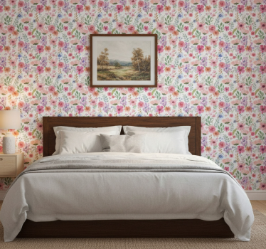 Papel tapiz flores multicolores - TenVinilo