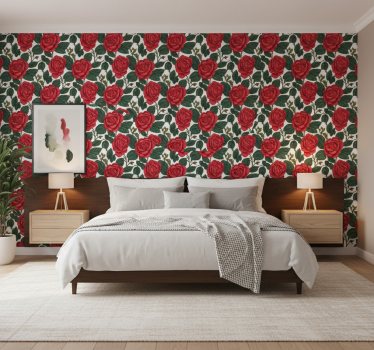Papel tapiz flores óptica de rosas rojas - TenVinilo