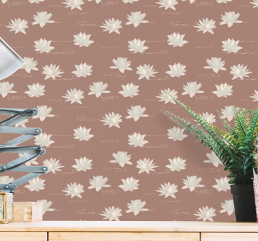 Papel tapiz flores patrón de flor de loto - TenVinilo