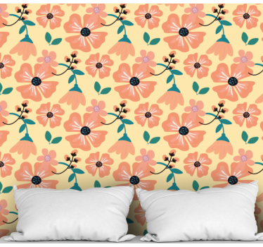 Papel tapiz flores patrón de floración floral - TenVinilo