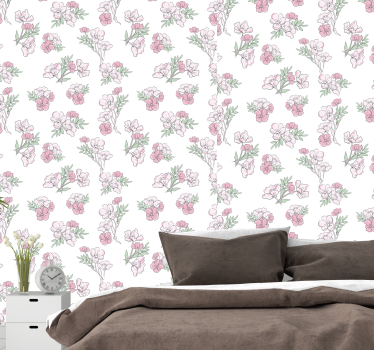 Papel tapiz flores patrón de flores delicadas - TenVinilo