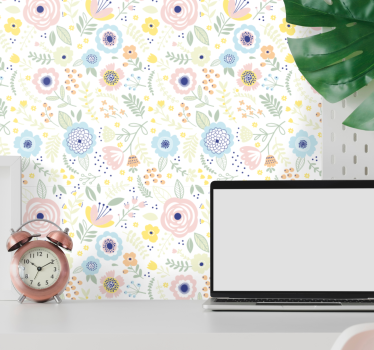 Papel tapiz flores patrón de jardín floral - TenVinilo