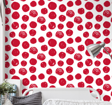 Papel tapiz flores patrón de puntos florales - TenVinilo