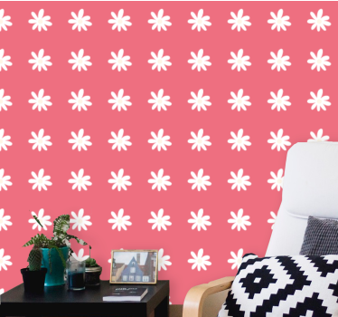 Papel tapiz flores patrón floral rojo y blanco - TenVinilo