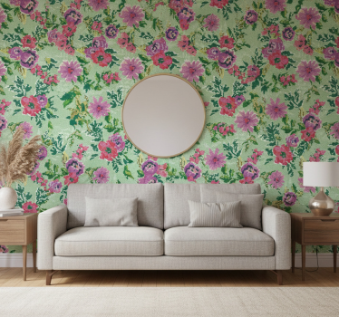 Papel tapiz flores patrón floral mosaico - TenVinilo