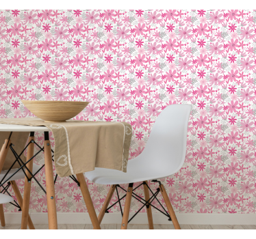 Papel tapiz flores patrones rosas - TenVinilo