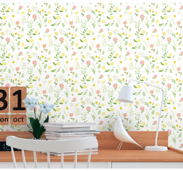 Papel tapiz flores primavera floral - TenVinilo