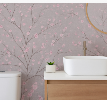 Papel tapiz flores rama de flores de cerezo apagado - TenVinilo