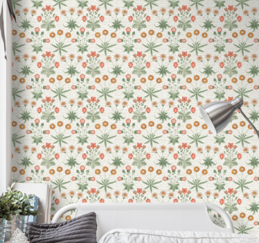 Papel tapiz flores repetición de motivo floral - TenVinilo