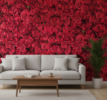 Papel tapiz flores rojas con fondo texturizado - TenVinilo
