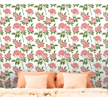 Papel tapiz flores rosa rosa floral - TenVinilo