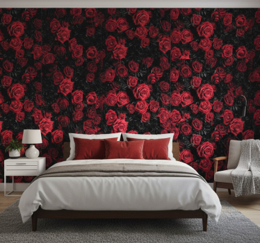 Papel tapiz flores rosas rojas hermosas - TenVinilo