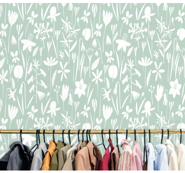 Papel tapiz flores siluetas botánicas - TenVinilo