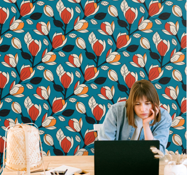 Papel tapiz flores telón de fondo con motivos florales - TenVinilo