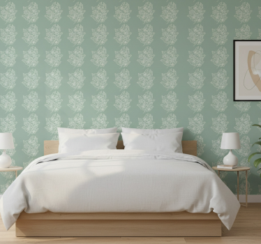 Papel tapiz flores verde minimalista bonito - TenVinilo