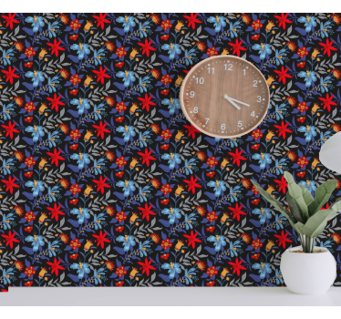 Papel tapiz flores vibrante arreglo floral - TenVinilo