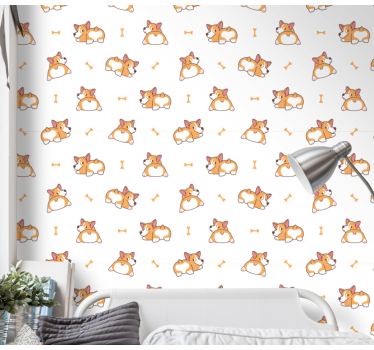 Papel tapiz perros corgis juguetones - TenVinilo