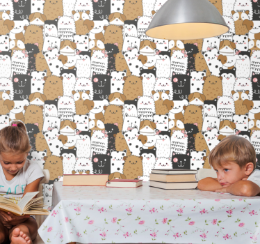 Papel tapiz gatos motivo de gato juguetón - TenVinilo