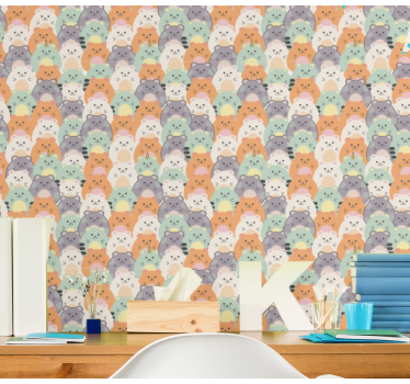 Papel tapiz gatos patrón de gato caprichoso - TenVinilo