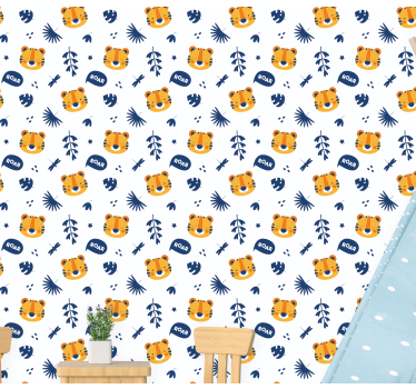 Papel tapiz animales patrón de tigre juguetón - TenVinilo