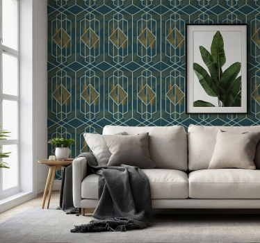 Papel tapiz geométrico diseño tropical - TenVinilo