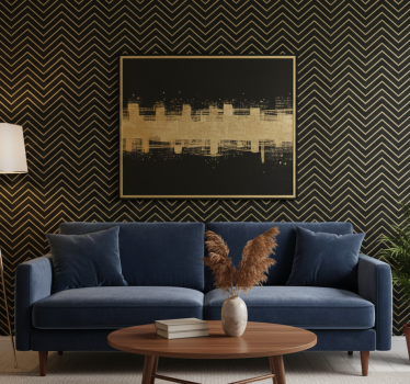 Papel tapiz geométrico motivo chevron dorado - TenVinilo