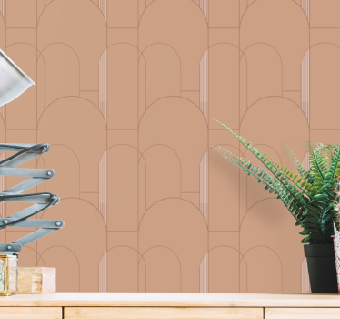 Papel tapiz moderno patrones de arco beige - TenVinilo