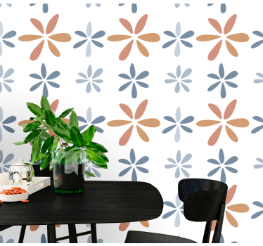 Papel tapiz comedor patrones geométricos florales - TenVinilo