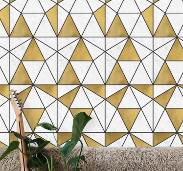 Papel tapiz triángulos facetas geométricas de mármol - TenVinilo