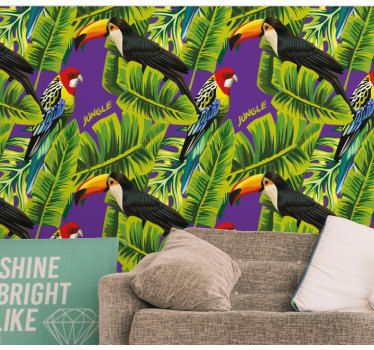 Papel tapiz loros paraíso de aves tropicales - TenVinilo