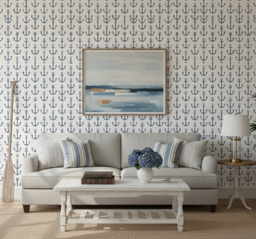 Papel tapiz moderno ancla estilo hampton - TenVinilo