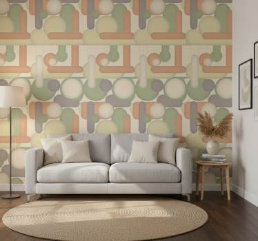 Papel tapiz moderno arreglo de círculos geométricos - TenVinilo