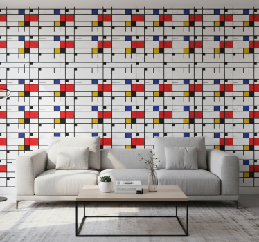 Papel tapiz moderno arte geométrico de mondrian - TenVinilo