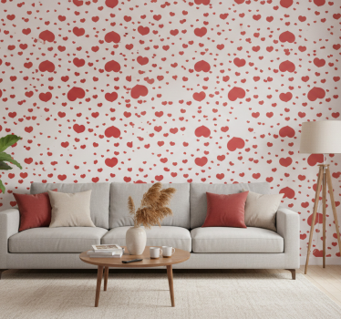 Papel tapiz moderno corazones pequeños y grandes - TenVinilo