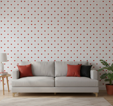 Papel tapiz moderno corazones y puntos - TenVinilo